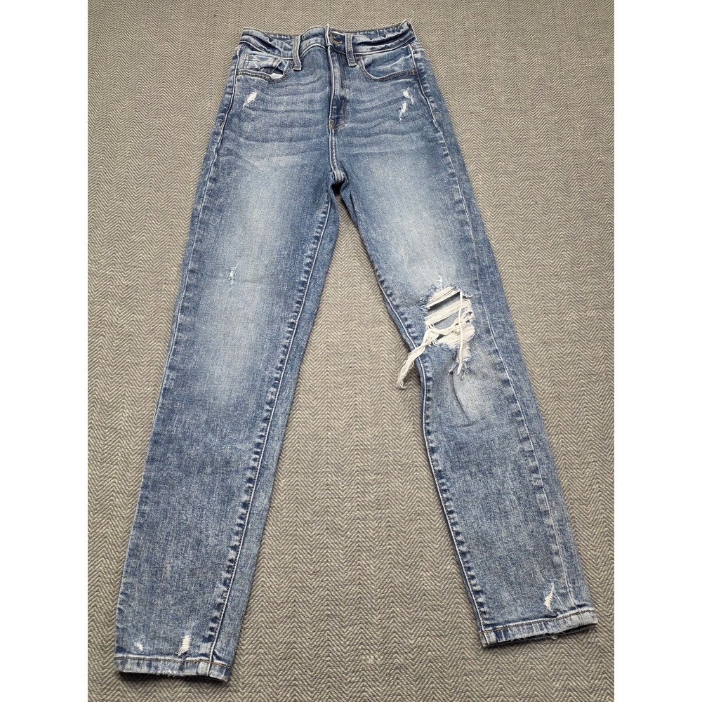 Willow & Root Mom Fit Distressed High Rise Jeans Medium Wash Blue Size 23 WR136A